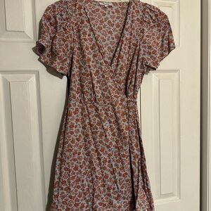 Madewell Terracotta Floral Wrap Mini Dress